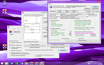 Windows 8.1 Kanzleisoftware Labortests - LawFirm Professional - Technik-Test mit den Service-Programmen "LawFirm RechnerService", "LawFirm Tool" und "LawFirm Check" (Test Systemprfungs-Funktionen, Betriebssystem-Parameter, Windows 8 Einstellungen)